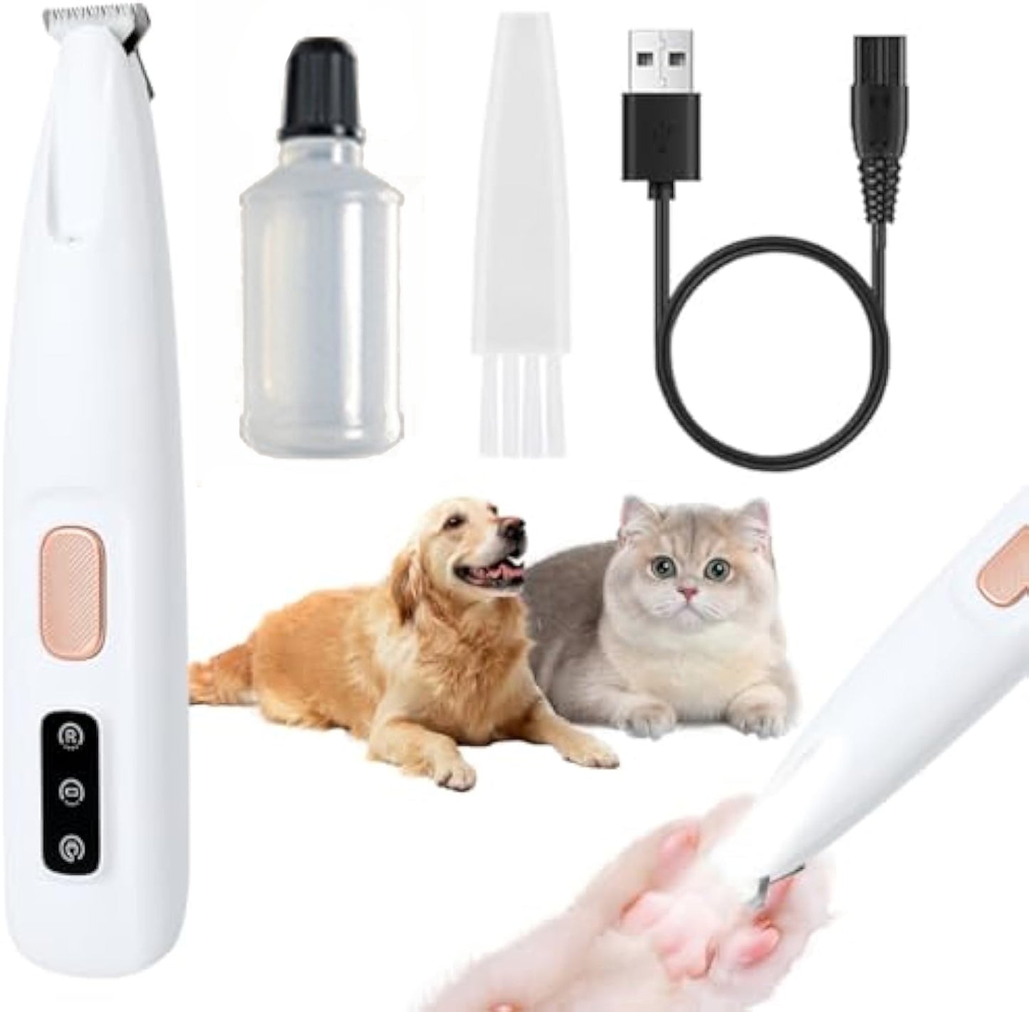 Dog Paw Trimmer Electric Dog Trimmer For Paws Pet Paws Trimmer With Led Light Rechargeable Low Noise Pet Trimmer Hair Clipper - KYAAN