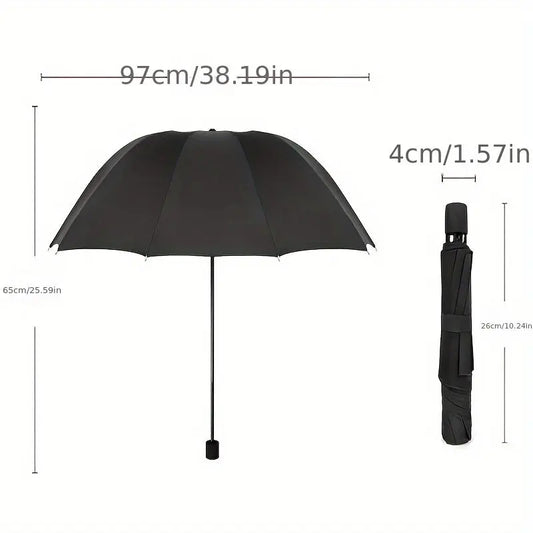 Solid Color 8 Ribs Folding Umbrella With UV Protection, Casual Lightweight Portable Umbrella For Men & Women - KYAAN