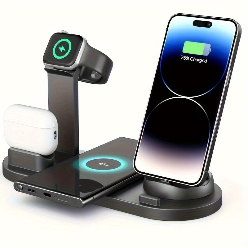 15W Fast Charging Station, Folding Wireless Charger Stand For Samsung For IPhone15 14, 13, 12, 11/Pro/Max/Mini/Plus, X, XR, XS/Max, SE, 8/Plus, For Apple Watch 1-8, Airpods 3/2/Pro