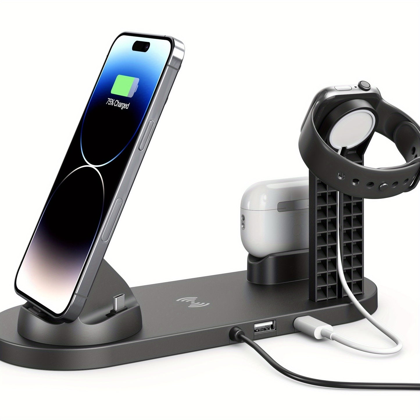 15W Fast Charging Station, Folding Wireless Charger Stand For Samsung For IPhone15 14, 13, 12, 11/Pro/Max/Mini/Plus, X, XR, XS/Max, SE, 8/Plus, For Apple Watch 1-8, Airpods 3/2/Pro