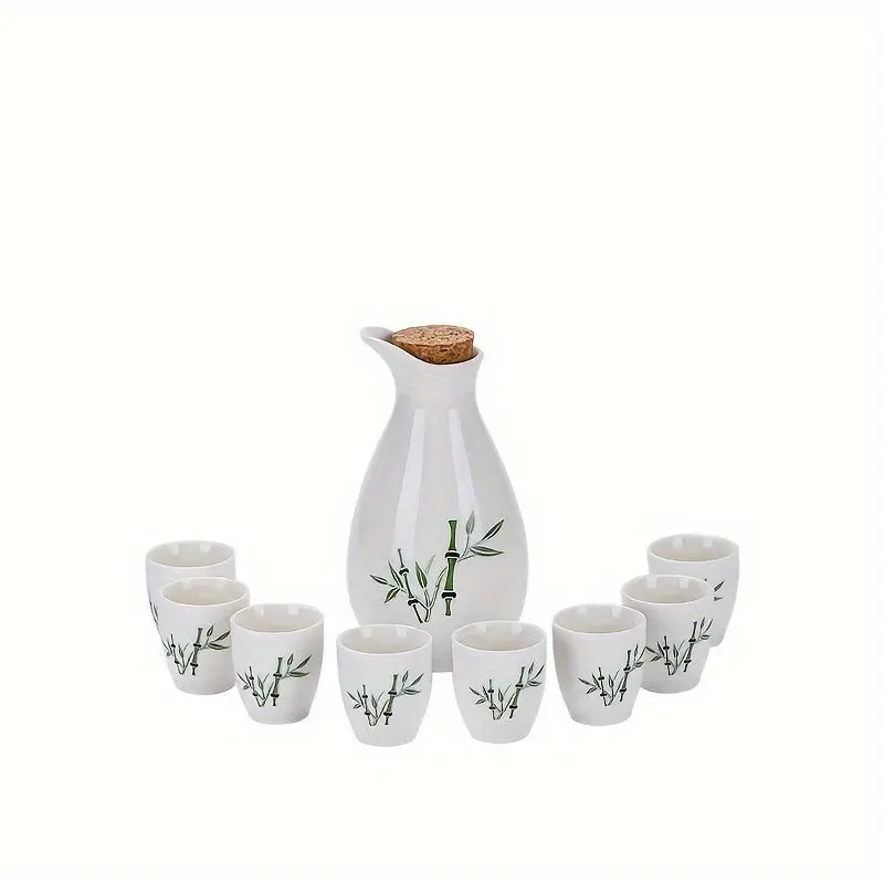 1 Set Ceramic Sake Set, Sake Cup, Including 1 Pot And 6 Cups, Ceramic White Liquor Pot, Traditional Ceramic Craft Sake Cup, Suitable For Home Sushi Restaurant Hotel Wedding, Drinkware, DS9195 - KYAAN