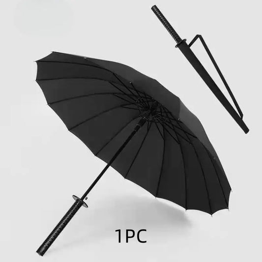 Samurai Katana Sword Umbrella - Windproof, Semi-Automatic Opening, All-Weather Samurai Design with Bonus Tie Strap - KYAAN