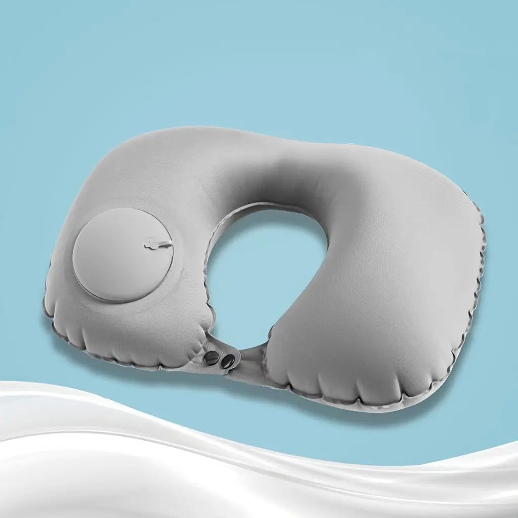 1pc Compact Inflatable U-Shaped Pillow - Portable Neck Support For Travel, Office Naps & Airplane Comfort - KYAAN