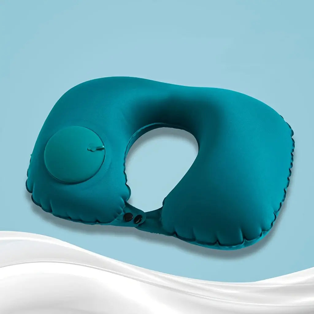 1pc Compact Inflatable U-Shaped Pillow - Portable Neck Support For Travel, Office Naps & Airplane Comfort - KYAAN