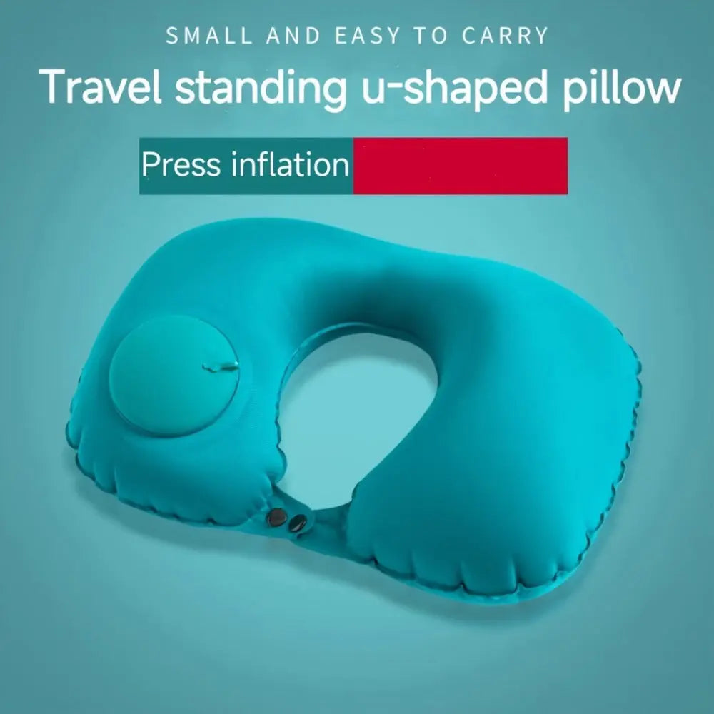 1pc Compact Inflatable U-Shaped Pillow - Portable Neck Support For Travel, Office Naps & Airplane Comfort - KYAAN