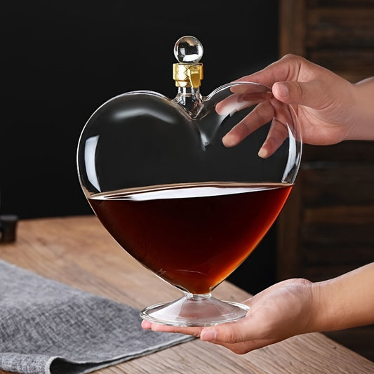 1pc Heart-shaped Decanter, 11.83oz-33.81oz Minimalist Creative Heart-shaped Decanter, Large Capacity Red Wine Decanter, Creative Love Ornament, Nis Shaped Red Wine Decanter, Lead-free Sealed Empty Wine Bottle, Glass Craft Valentine's Day Ornament - KYAAN