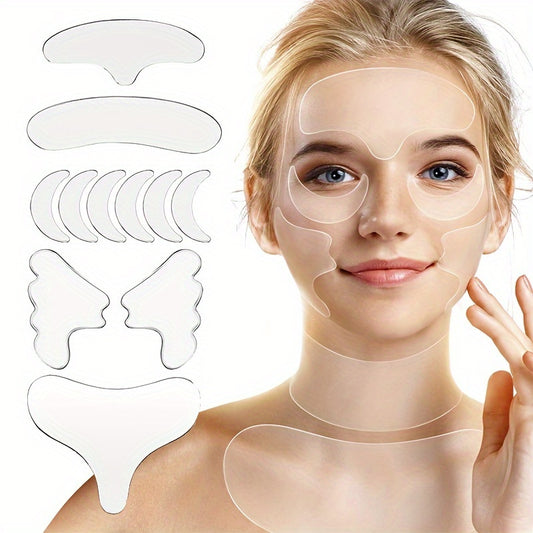 11pcs Reusable Silicone Wrinkle Patches for Face, Forehead, Neck, and Eyes - Facial Lifting and Skin Care Tool - KYAAN