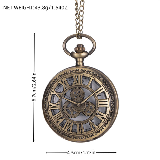 Time Gear Parts Roman Letter Hollow Pocket Watch, Large Classical Pocket Watch - KYAAN