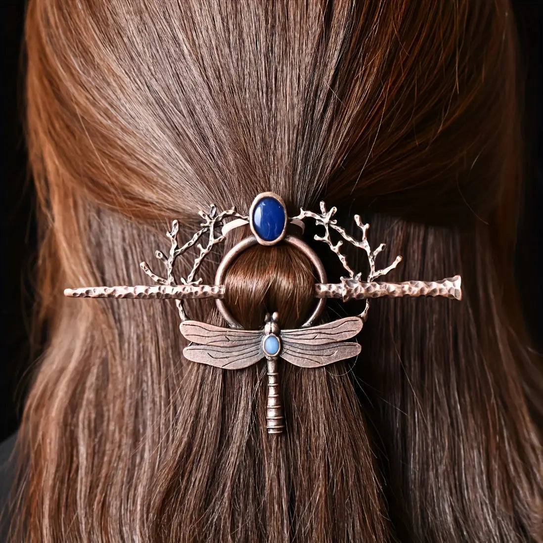 Vintage Dragonfly Branch Moonstone Hairpin Boho Personality Unique Ladies Hair Stick Party Gift - KYAAN