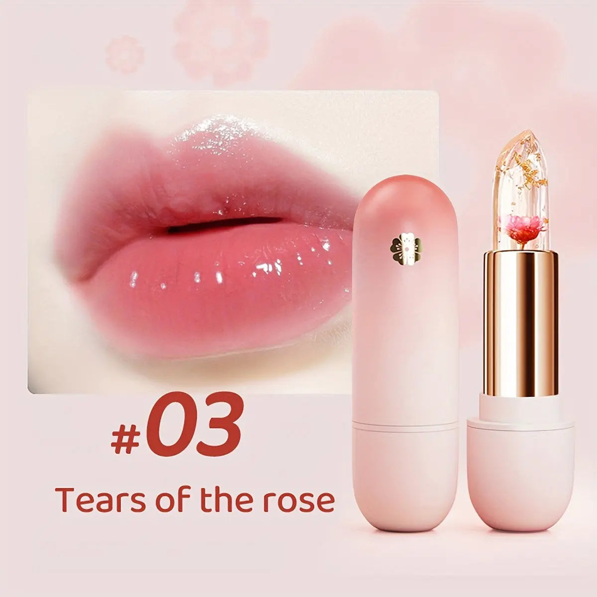 Crystal Translucent Color-changing Petal Jelly Lipstick Temperature Change Lazy Lipstick Moisturizing Nourishing Water Feeling Natural Color Lipstick Valentine's Day Gifts - KYAAN