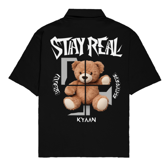 Stay Real Unisex Oversized Shirt - KYAAN URBAN ELEGANCE