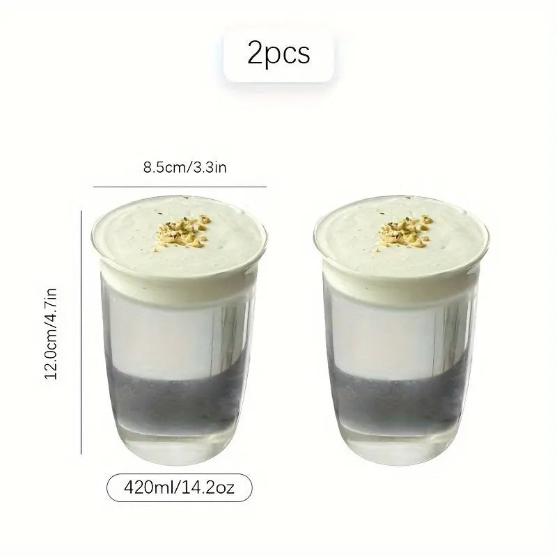 Set of 2/4/6 Japanese-Inspired Glass Cups - Versatile for Coffee, Juice & Cocktails - Insulated, Reusable Drinkware for Home, Bar, and Restaurant Use - KYAAN