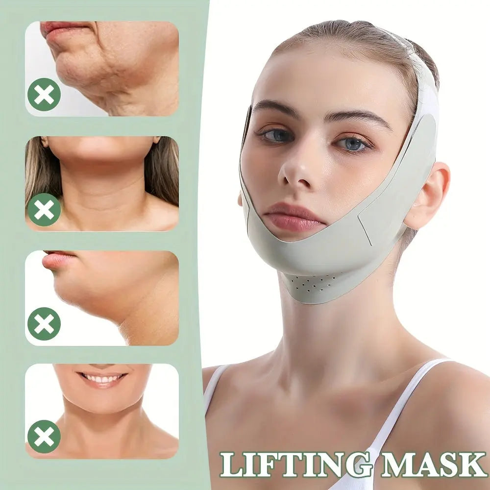 Reusable V Line Lifting Mask, Double Chin Reducer Chin Strap, Lift And Tighten The Face To Prevent Sagging, Ultra-thin Comfortable Reusable Summer Face Belt - Facial Care Gifts For Mother - KYAAN