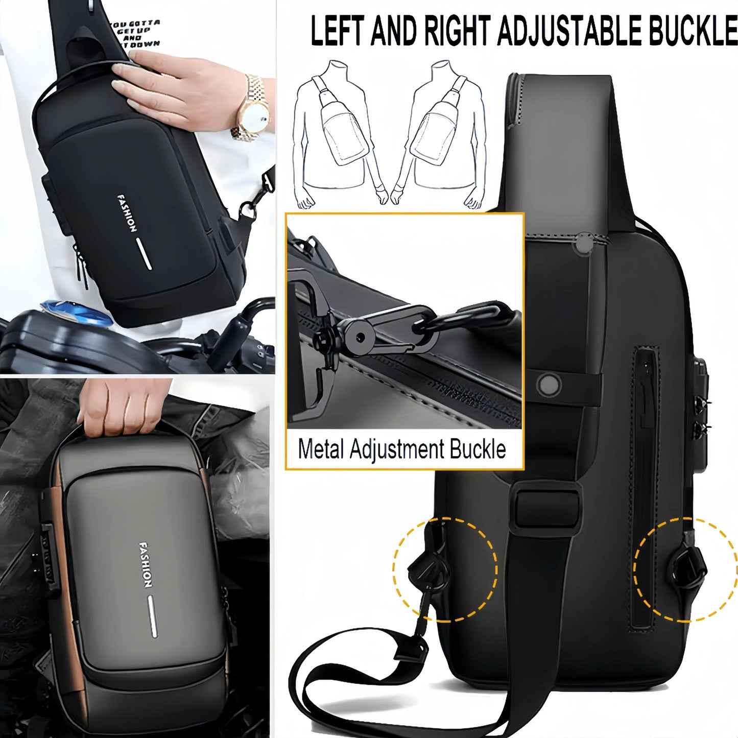 1pc Multi-functional Trendy Sling Bag With Password Lock, Leisure Travel Sport Chest Bag, Wear-resistant Crossbody Bag For Hanging Out & Daily Commute, Suit For Men And Women - KYAAN