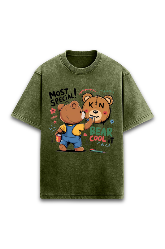 Bear Cool It Acid Wash UNISEX T-Shirt - KYAAN URBAN ELEGANCE