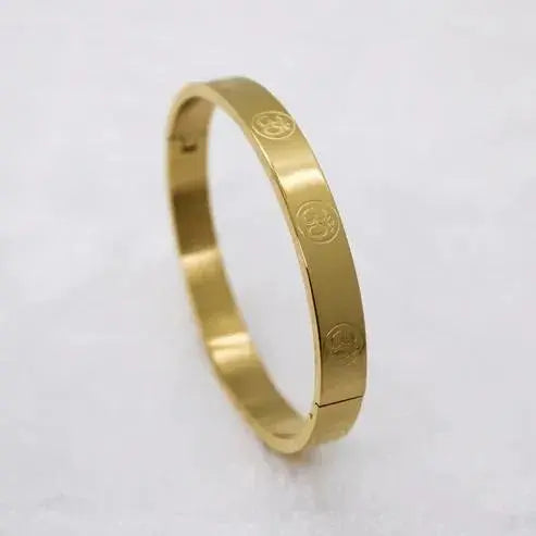 Carved Om Gold Plated Bracelet - KYAAN