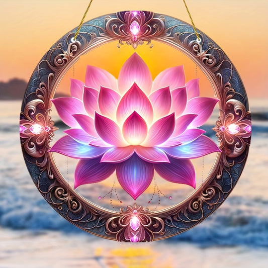 Lotus Window Hanging Acrylic Sun Catcher(20cm*20cm/8in*8in)lotus Light Catcher,lotus Flower Decor,housewarming Gifts,holiday Decorations,Wreath Center Attachment,room Decor,House Decoration,home Decor,Garden Decoration,yard Decorations - KYAAN