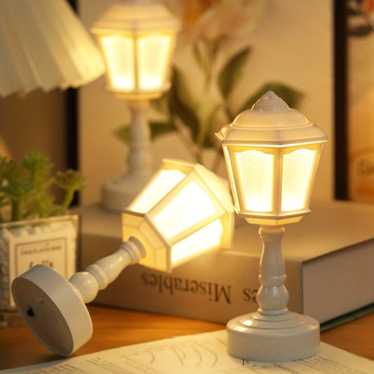 1pc Mini street lamp shaped night light, indoor desktop decoration retro night light, bedroom bedside decoration night light, holiday decoration night light - KYAAN