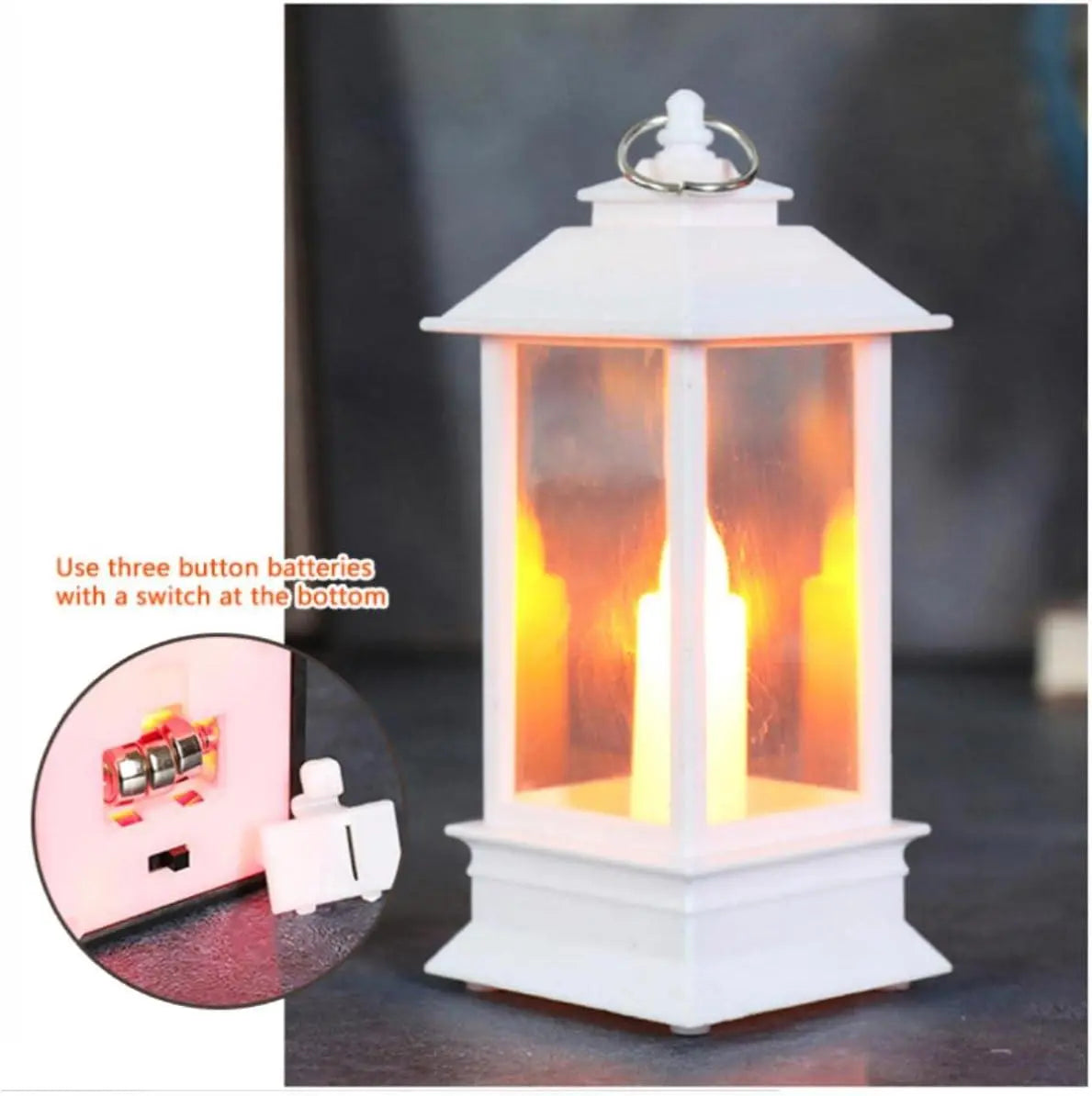 Decorative Lanterns Hanging Lantern with Flashing Led Pillar Candles Battery Operated(Pack Of 1) - KYAAN