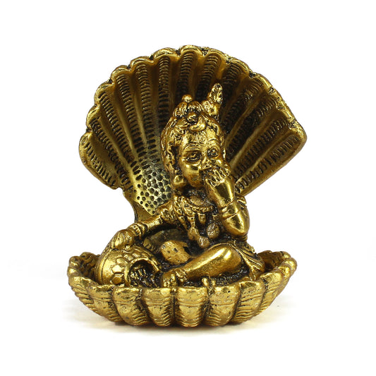 Golden Bal Gopal Krishna having Makhan Decorative Showpiece