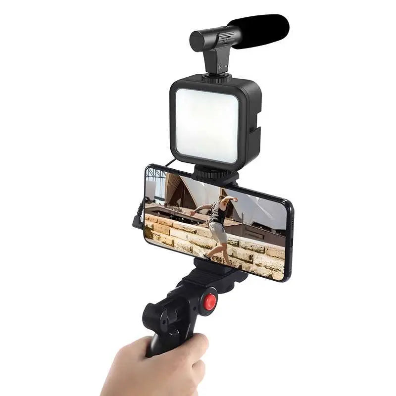 Tabletop Tripod Phone Video Vlogging Kit with LED Light and Microphone - KYAAN