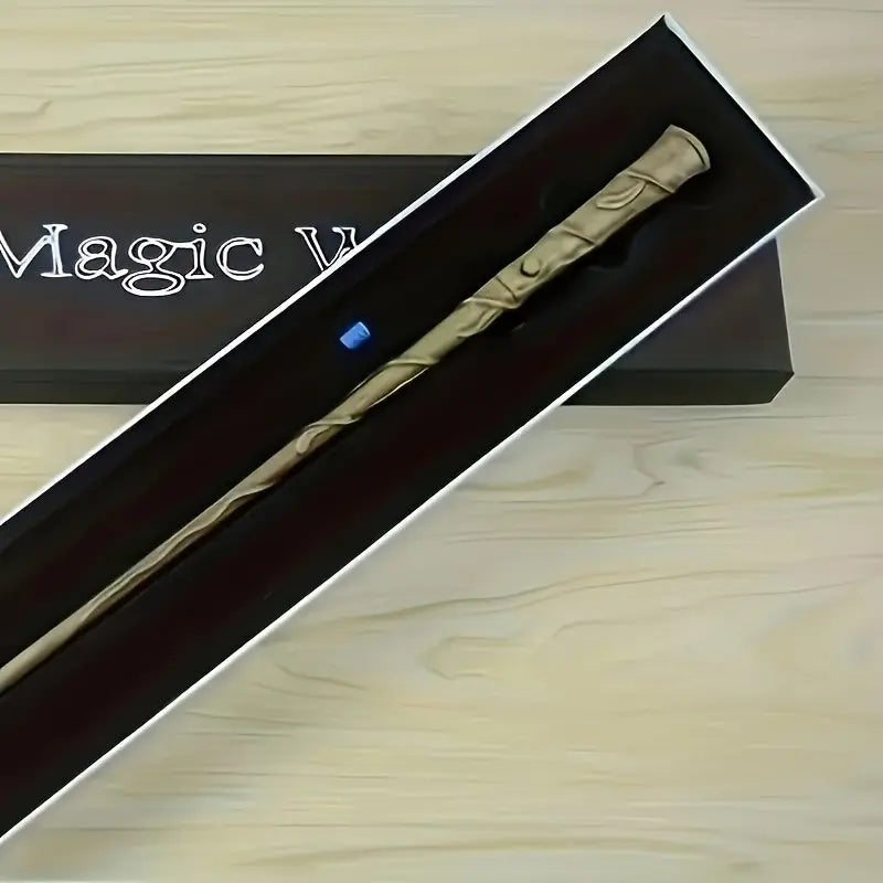 Preppy Style Wooden Magic Wand Set with LED Illumination, Battery Operated, Low Voltage ≤36V, Gift Box Included - Pack of 1 - KYAAN