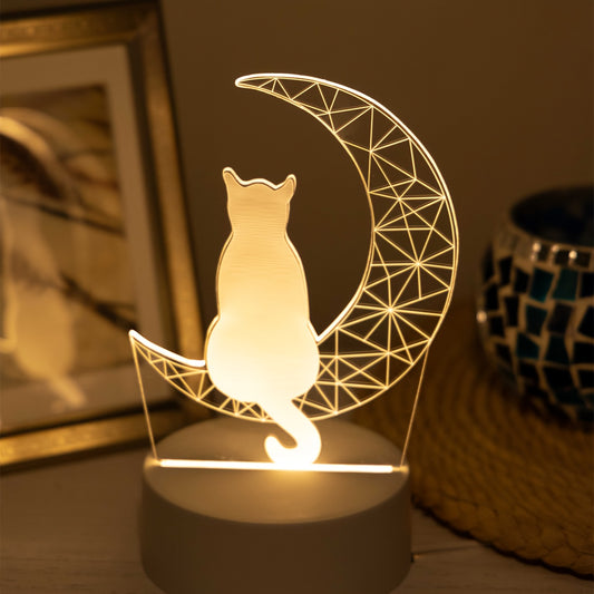 1pc USB 3D Glowing Moon Cat Creative Night Light, Home, Table, Living Room Decoration, Birthday Gift Holiday Gift Gift Night Light - KYAAN