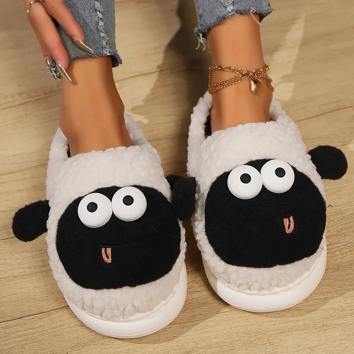 Cute Cartoon Fluffy Home Slippers, Soft Sole Platform Plush Lined Cozy Shoes, Non-slip Floor Mute Slippers - KYAAN