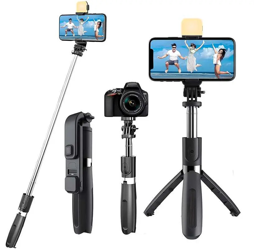 Extendable Flash 3-in-1 Selfie Stick Tripod with Bluetooth Remote - KYAAN