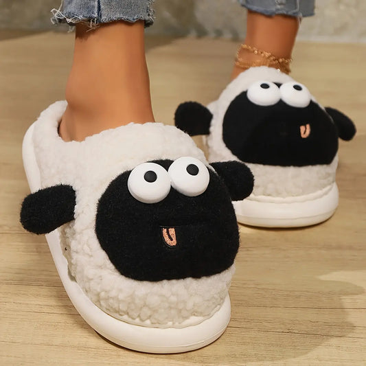 Cute Cartoon Fluffy Home Slippers, Soft Sole Platform Plush Lined Cozy Shoes, Non-slip Floor Mute Slippers - KYAAN