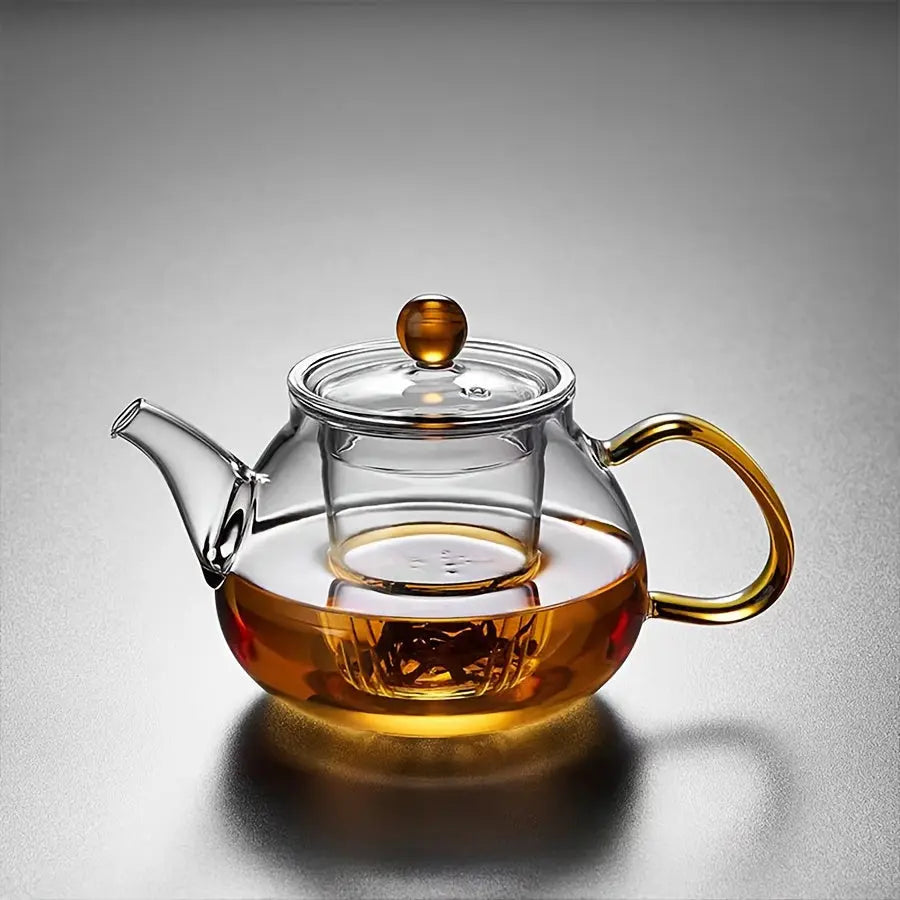 Gudaopinming Glass Teapot with Infuser - Transparent, Ideal for Blooming & Loose Leaf Tea, Perfect for Electric Stovetops, Great for Halloween, Christmas, Easter, Thanksgiving - KYAAN