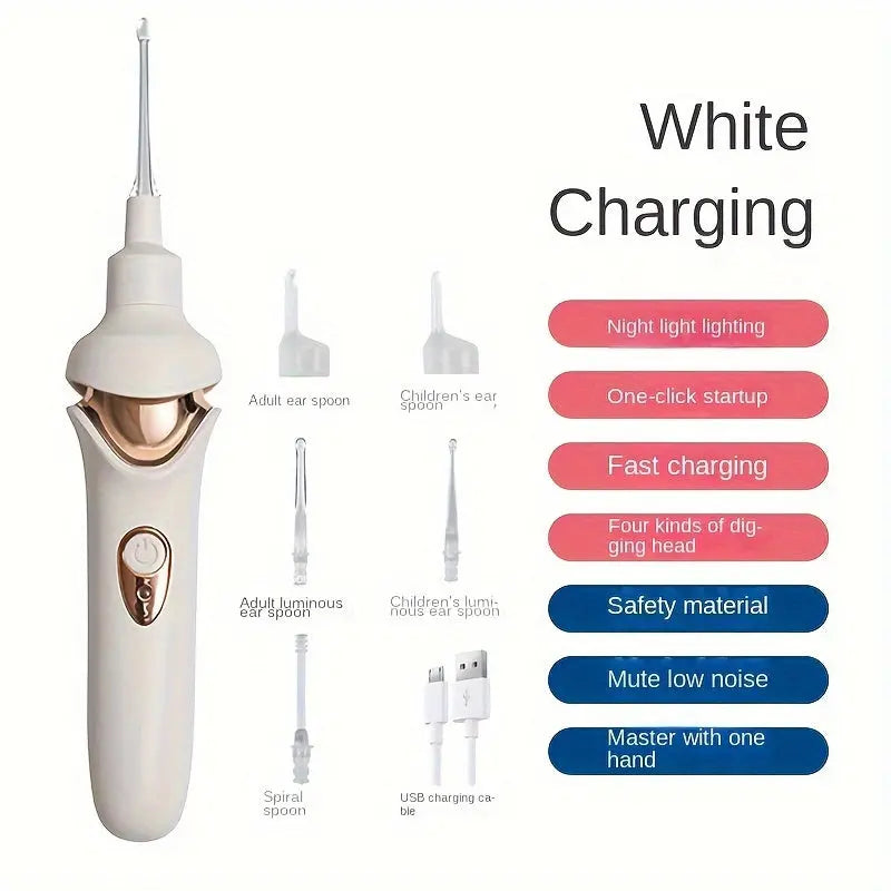 Electric Ear Picking Suction Tool, Ear Digging Spoon, Luminous Ear Excrement Cleaner With Light And Charging Type - KYAAN