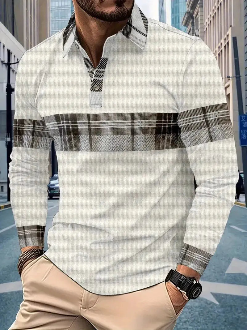 European And American Men's Casual Long Sleeve Color Matching - KYAAN