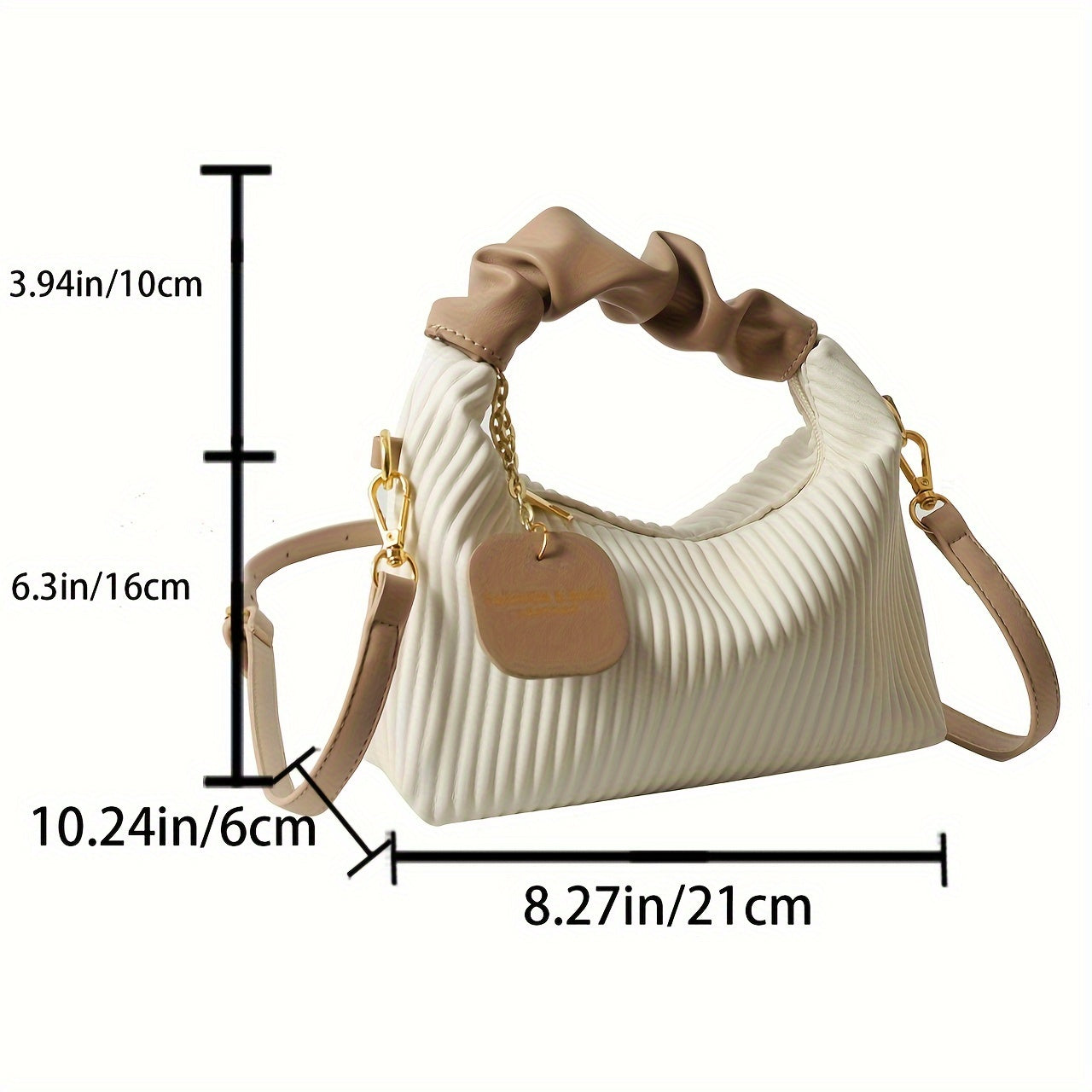 Women's Fashion Pleated Clutch Evening Bag, Elegant PU Leather Purse, Versatile Shoulder Bag With Chain Strap For Party - KYAAN