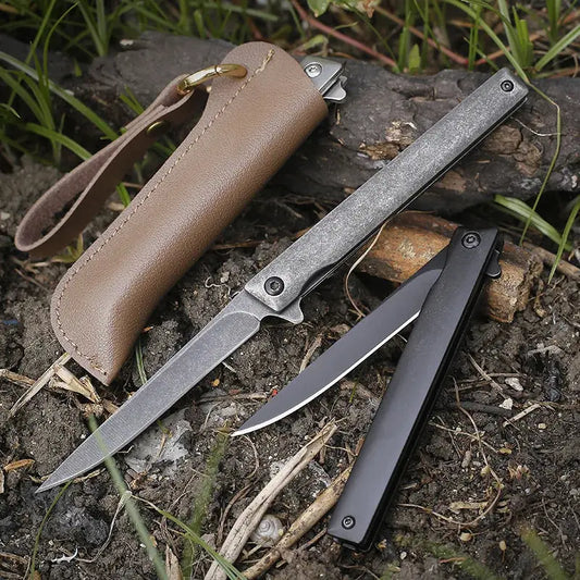 Retro Straight Knife with Holster Outdoor Sharp Hunting Knife Tactical Folding Knife Portable Pocket Knife Self Defense Tools - KYAAN