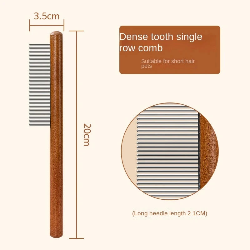 Cat Comb Stainless Steel Pet Hair Remover Wooden Handle Solid Cat Hair Comb Pet Grooming Dog Brush Cleaning Tool Pets Supplies - KYAAN