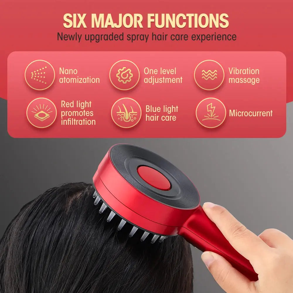 EMS Electric Massage Comb Vibration Red Blue Light Therapy Hair Growth Massage Scalp Brush Anti Hair Loss Liquid Oil Applicator - KYAAN