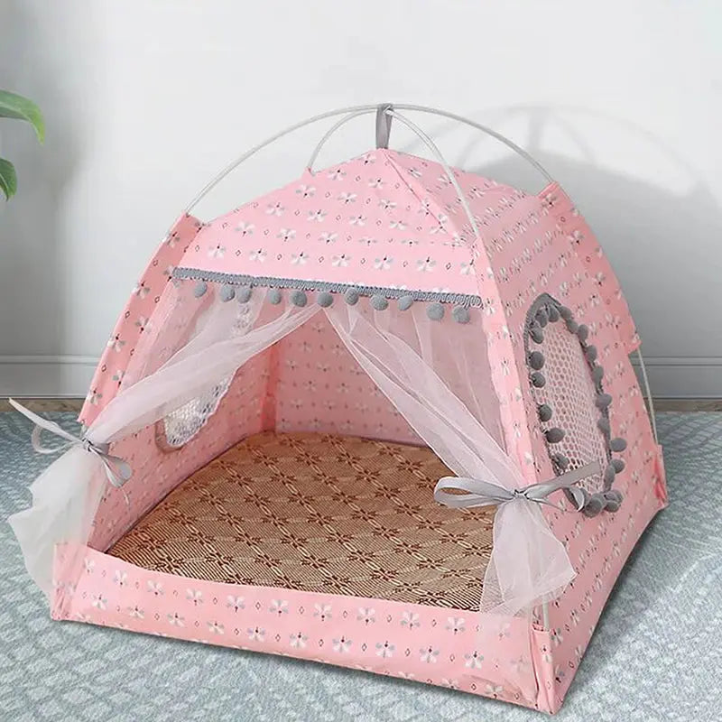 Sweet Princess Cat Bed Foldable Cats Tent Dog House Bed Kitten Dog Basket Beds Cute Cat Houses Home Cushion Pet Kennel Products - KYAAN