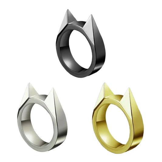 Men/Women Outdoor Survival Self-Defense Rings Broken Window Cat's Ear Safety Survival Metal Defense Ring Self Defense Supplies - KYAAN