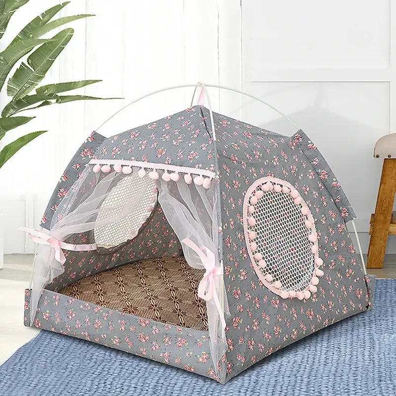 Sweet Princess Cat Bed Foldable Cats Tent Dog House Bed Kitten Dog Basket Beds Cute Cat Houses Home Cushion Pet Kennel Products - KYAAN