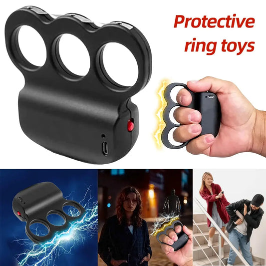 Knuckle Stun Ring 1500mah Battery Compact Stun Gun with Safety Switch Ultra High Power Stun Ring for Self Defense - KYAAN