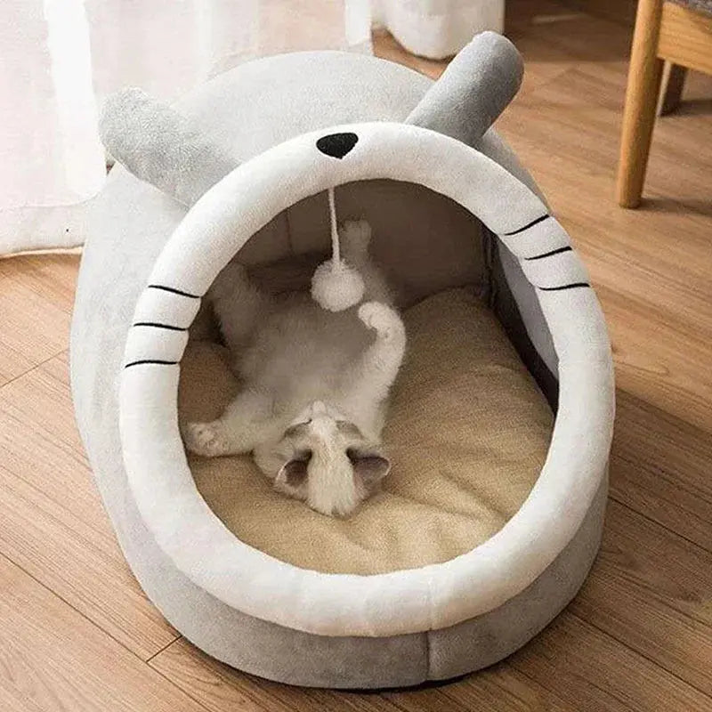 Cat Bed House Kennel Nest Round Pets Sleeping Cave Kitten Beds Pet Basket Cozy Kitten Lounger Cushion Cat House Tent Dog House - KYAAN