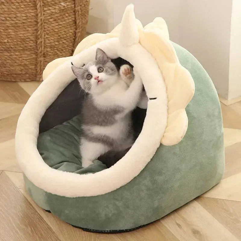 Cat Bed House Kennel Nest Round Pets Sleeping Cave Kitten Beds Pet Basket Cozy Kitten Lounger Cushion Cat House Tent Dog House - KYAAN