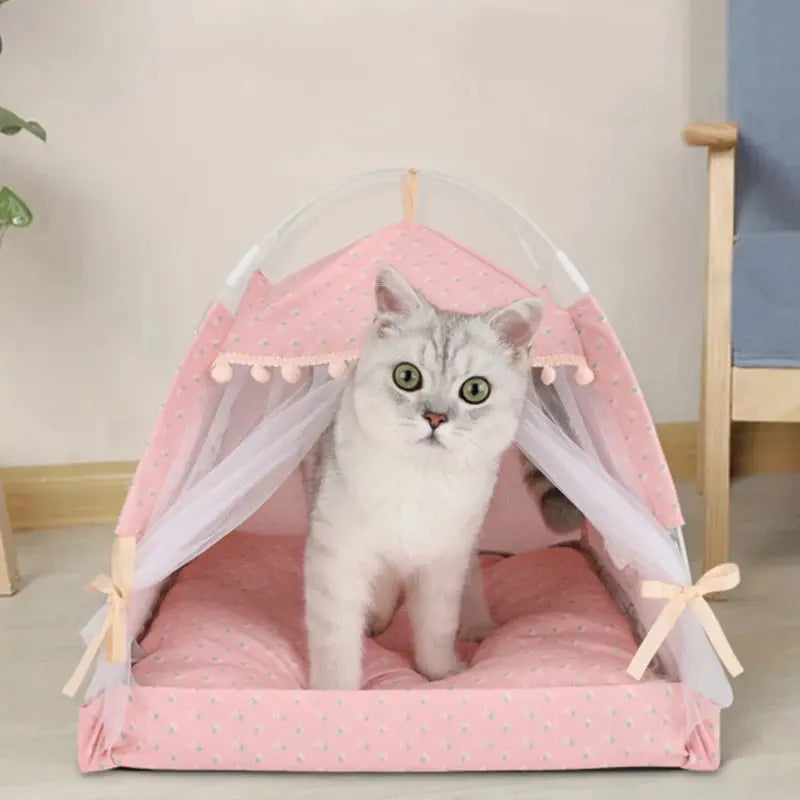 Sweet Princess Cat Bed Foldable Cats Tent Dog House Bed Kitten Dog Basket Beds Cute Cat Houses Home Cushion Pet Kennel Products - KYAAN