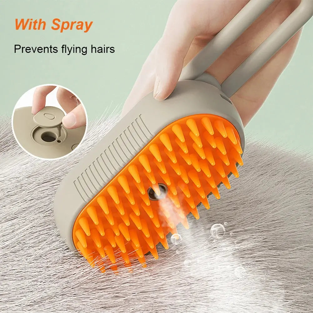 3 in 1 Pet Electric Steam Brush Cat and Dog Cleaning Spray Massage Grooming Comb Retractable Handle Pet Hair Removal BeautyBrush - KYAAN