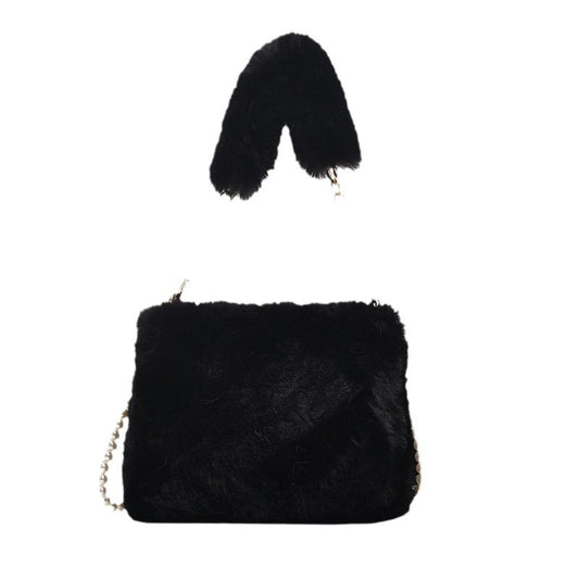 Pearl Chain Plush Bag Female Ins Korean Style