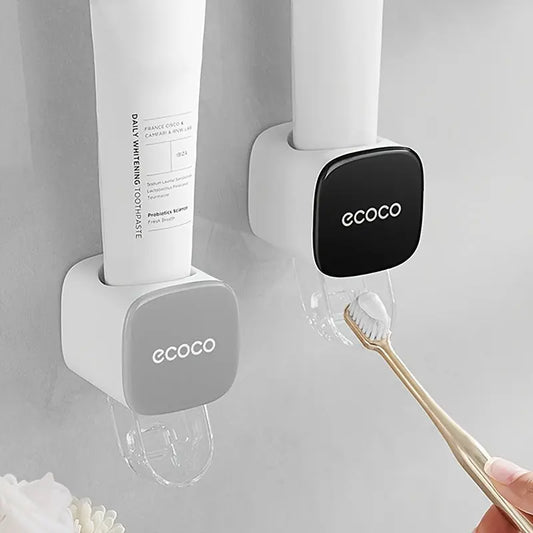 ECOCO Automatic Toothpaste Dispenser, Wall-Mounted Toothpaste Squeezer Holder, Water-Resistant, No Electricity Required, Bathroom Organizer Accessory, Hands-Free Toothpaste Squeezing - KYAAN