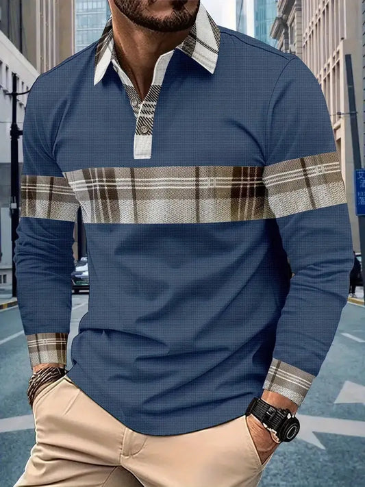 European And American Men's Casual Long Sleeve Color Matching - KYAAN