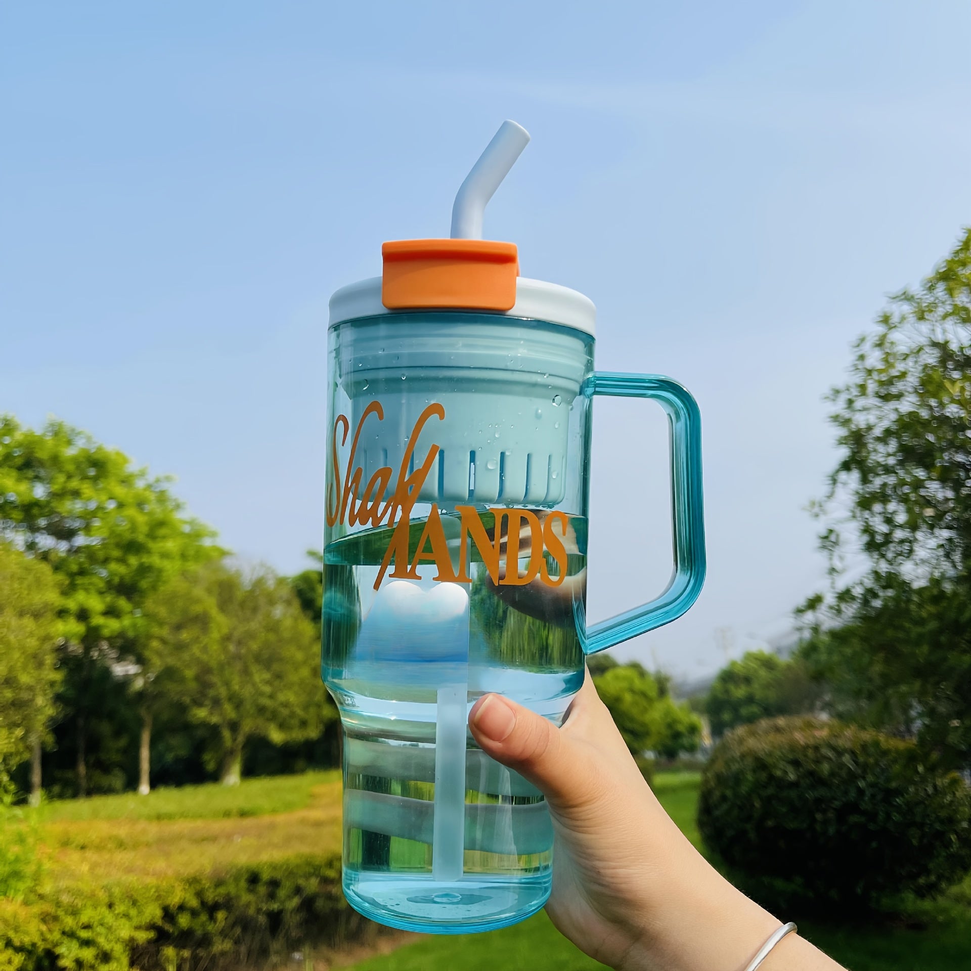 1pc 40.58oz Large Capacity PC Material Straw Water Bottle, Tea Separation Design, Stylish Tumbler For Men And Women - KYAAN