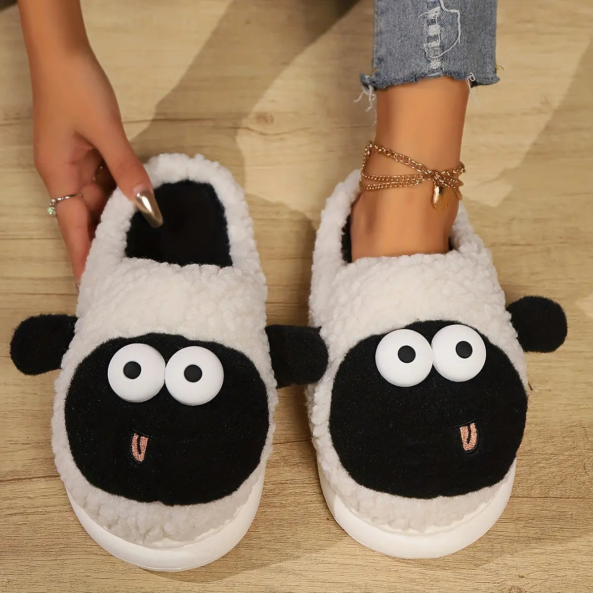 Cute Cartoon Fluffy Home Slippers, Soft Sole Platform Plush Lined Cozy Shoes, Non-slip Floor Mute Slippers - KYAAN